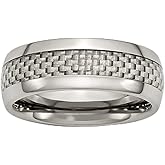 Sonia Jewels Solid Titanium Grey Carbon Fiber-Inlay 8mm Men's Wedding Band Ring Size 15