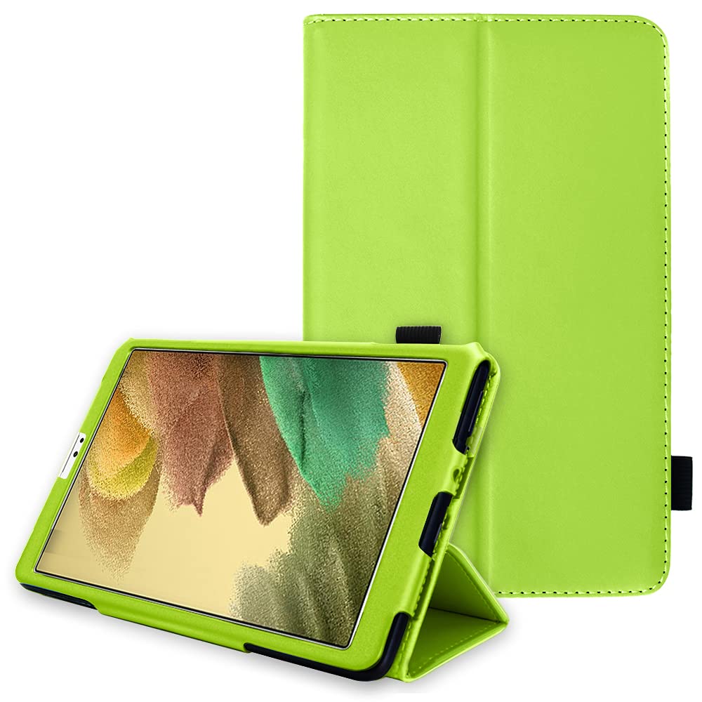 TECHGEAR Leather Case for Samsung Galaxy Tab A7 Lite 8.7" (SM-T220 / SM-T225) Premium PU Leather Slim Folio Stand Case Cover with Hand Strap [Green] — image 1