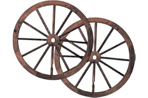 MAGICLULU 2pcs Wall Art Farmhouse Wagon Wheels Vintage Western Style Wooden Wagon Wheel Decor for Farmhouse Bar Garage