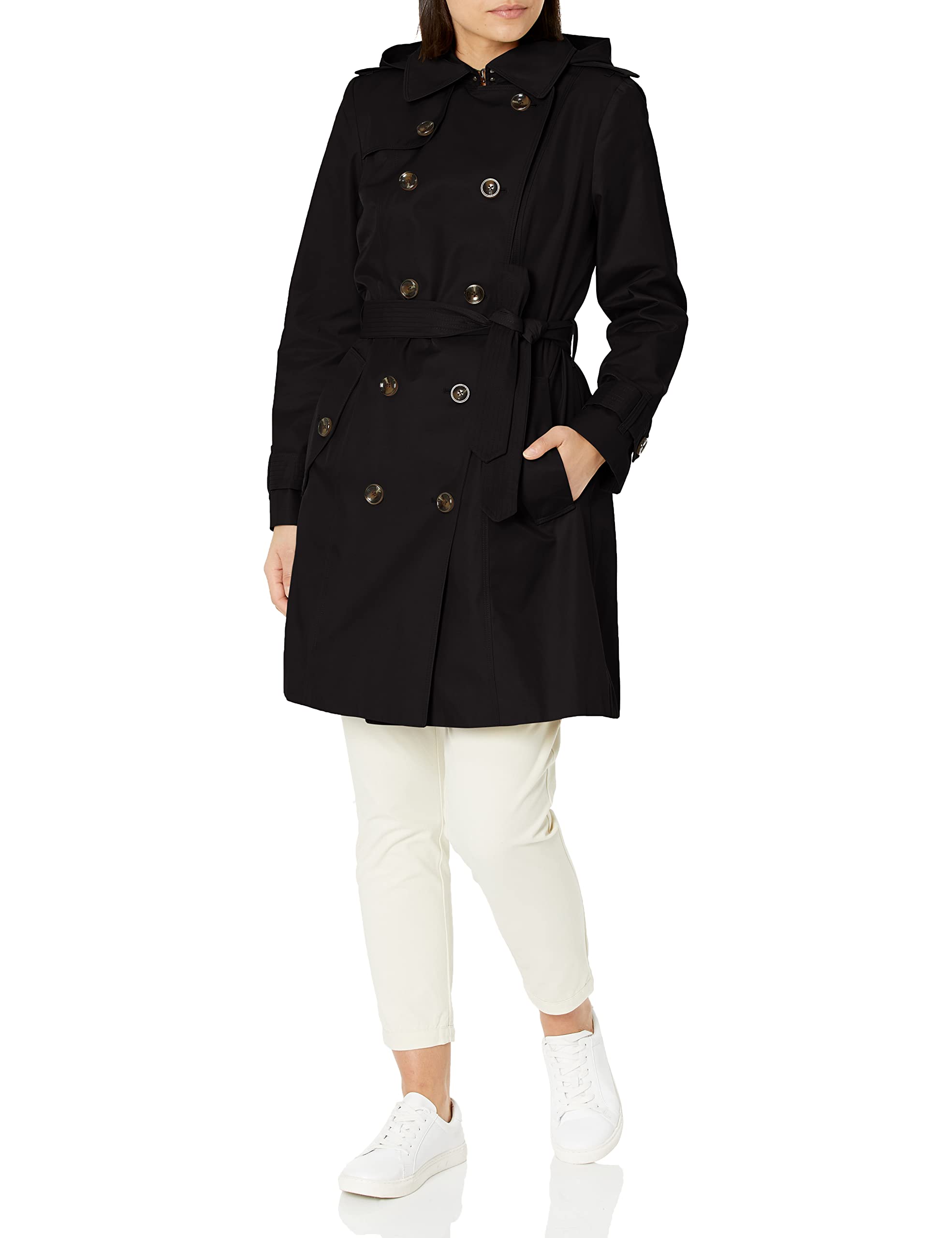Photo 1 of London Fog Women's Double Breasted Trenchcoat, Black, XL
