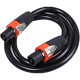 HBU 3 Feet Pack of 1 Speakon to Speakon Cable - (4 Conductors, 12 AWG) - 1pc 3Ft NL4FC Speak-On Male Cables - Pro PA DJ Studio, Stage, Gig Wire with Twist Lock