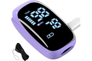 Manhero Fingertip Pulse Oximeter, Pulse Oximeter with Alarm, High definition OLED Oxygen Monitor Fingertip, Fast and Accurate Oxymeter Includes AAA Batteries Bag Lanyard (Black White)