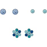 Guess Mini Trio Stud Earring Set, Blue Stone