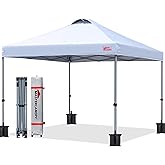MASTERCANOPY Durable Pop-up Canopy Tent with Roller Bag (10x10, White)