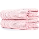 Towels Set 35x70 Inch Oversized Bath Sheets Towels for Adults Luxury Bath Towels Extra Large Sets for Bathroom Super Soft Highly Absorbent Microfiber Shower Towels 80% Polyester (2PCS Pink)