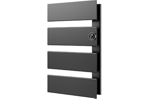 K&KALONZO Electric Towel Warmer, 18.35" W x 31" H Wall-Mounted Towel Heater with Built-in Timer, Waterproof Aluminum Towel Warmer for Bathroom, Support Plug-in and Hardwired, Black, K4-R-B