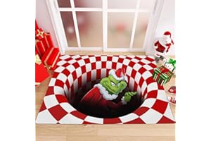 HEFNOYA 3D Illusion Doormat, Funny Entryway Rug for Christmas Decoration Indoor Outdoor Halloween Welcome Bathroom Kitchen Floor mat (Red 20" × 31.5")