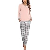 Ekouaer Pajamas For Women Comfy Long Sleeve Jogger Set Lounge Pjs Set With Pockets
