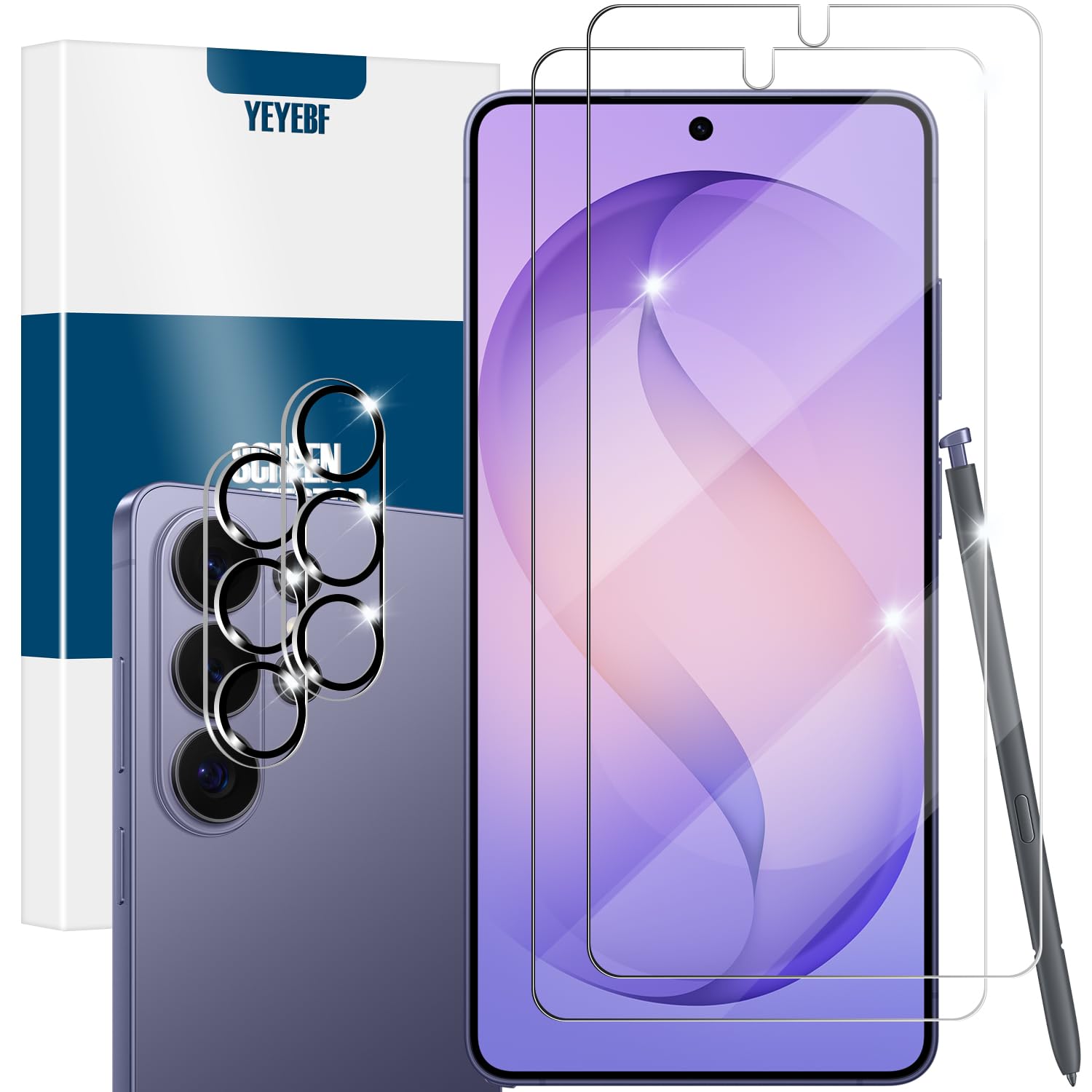 YEYEBF Galaxy S26 Ultra Screen Protector + Camera Lens Protector, [2 +2 Pack] [Ultrasonic Fingerprint Unlock] Full Coverage Tempered Glass Screen Protector For Samsung Galaxy S26 Ultra