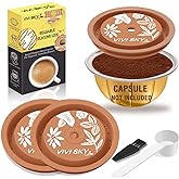 VIVI SKY Reusable Coffee Capsule Lids Work with Nespresso Pods Vertuoline,Food Grade Silicon Caps Used for Every Sizes of Reu