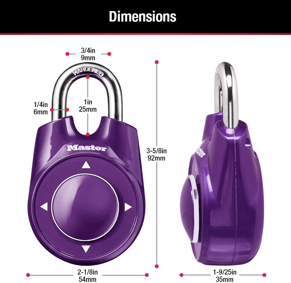 Master Lock 1500iD Locker Lock Set Your Own Directional Combination Padlock, 1 Pack, Assorted Colors - Combination Padlocks - 