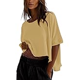 COMBEME Women's Oversized Tshirts Summer Cute Crop Tops Dolman Short Sleeve Loose Flowy Basic Tees