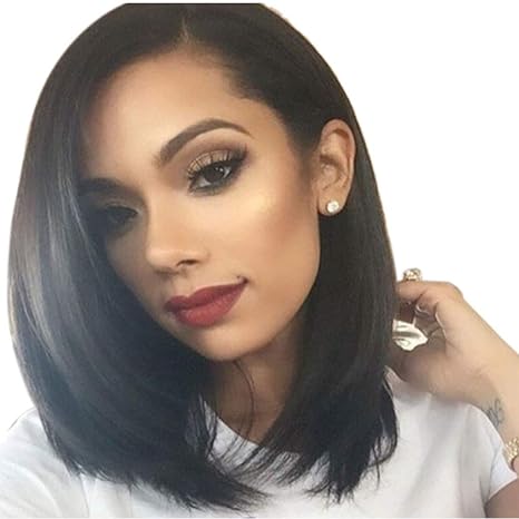 Boburyl Women Girls Matted Midsplit Short Wig Straight Hair Piece