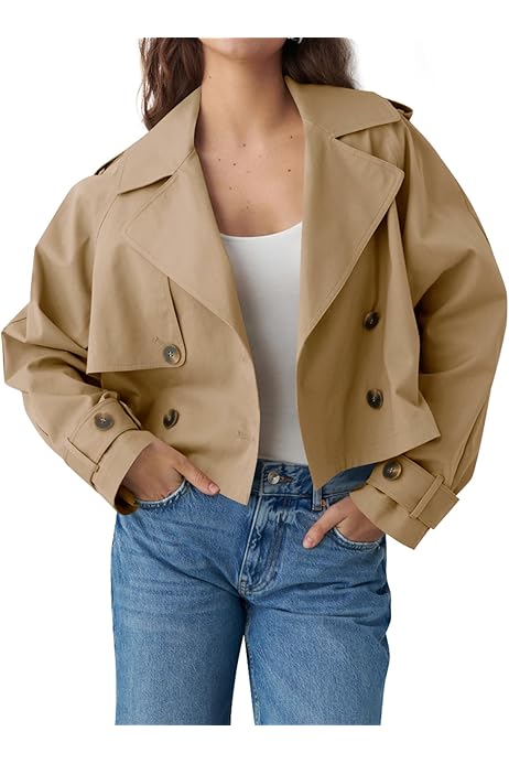 Gabardinas De Mujer Abrigo Con Capucha Doble Botonaduras Manga