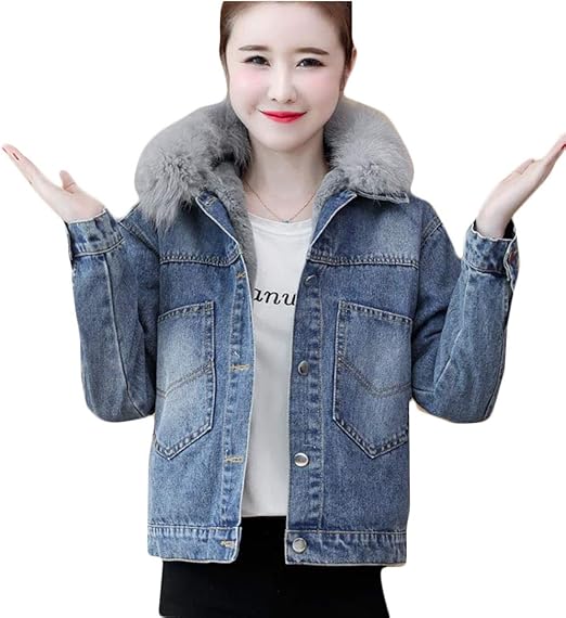 Amazon Bscool デニムジャケット レディース 裏起毛 ジージャン 裏ボア 大きいサイズ Gジャン ショート 厚手 コート デニム 保温 ファー襟 アウター ファッション 防寒 裏ボアジャケット コート ジャケット 通販