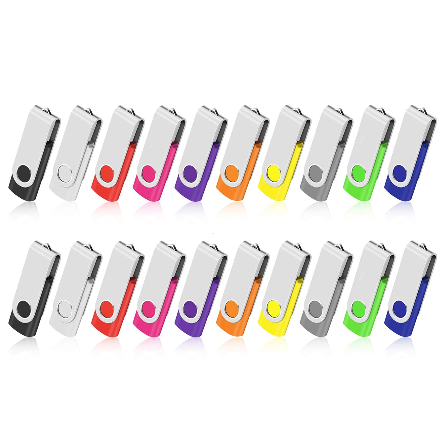 USB Stick, AreTop Memory Stick 1GB 20 Pack, Flash Drive 2.0 Swivel Thum Drive with Lanyard and LED Indicator, USB Flash Drive for PC/Laptop/Tablet Data Storage — image 1
