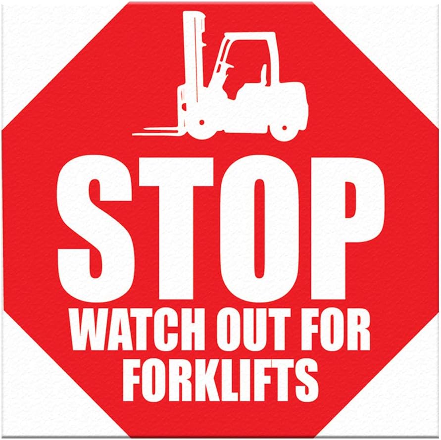 Amazon Com Forklift Floor Decals Stop Watch Out For Red Anti Slip Shape Lifestyle Industrial Area Signs Stickers 17inches Longer Side Office Products