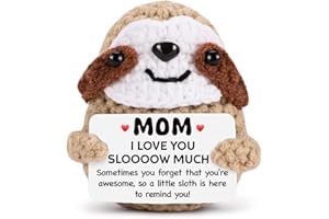Tiny Detalles Little Mom's Birthday Gift, for Mom, Grandma, Stepmom, 2025 Positive Sloth Crochet for Mother Day Decor, Cute Mom's Inspirational Gifts, Small Motivational Sloth Decor