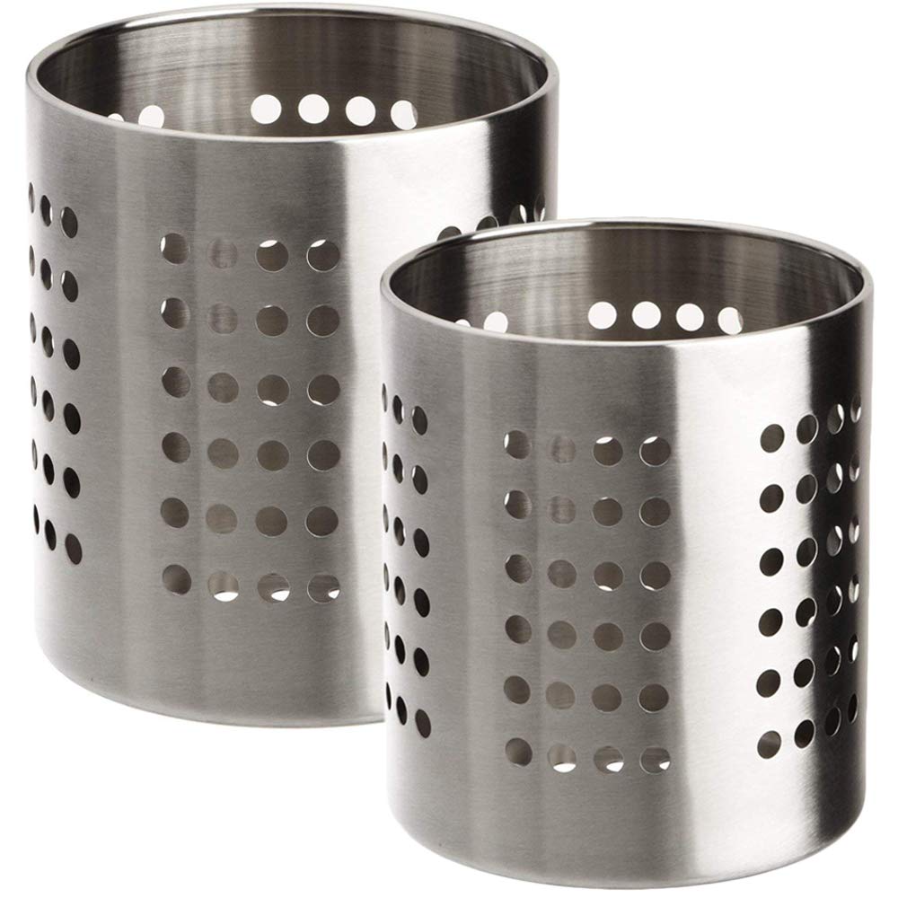 Happy Friends - Cutlery Holder and Kitchen Utensil Holder - Stainless Steel - Set of 2