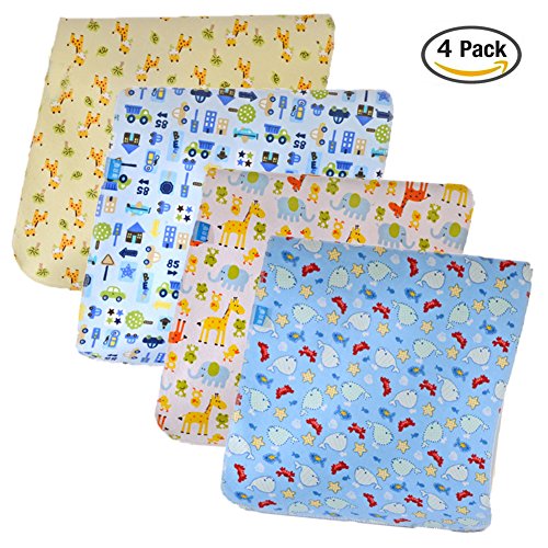 Monvecle 4pcs Pack Baby Infant Waterproof Cotton Changing Pads 18