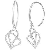 Boma Jewelry Sterling Silver Polished Twisting Heart Pull Through Hoop Earrings