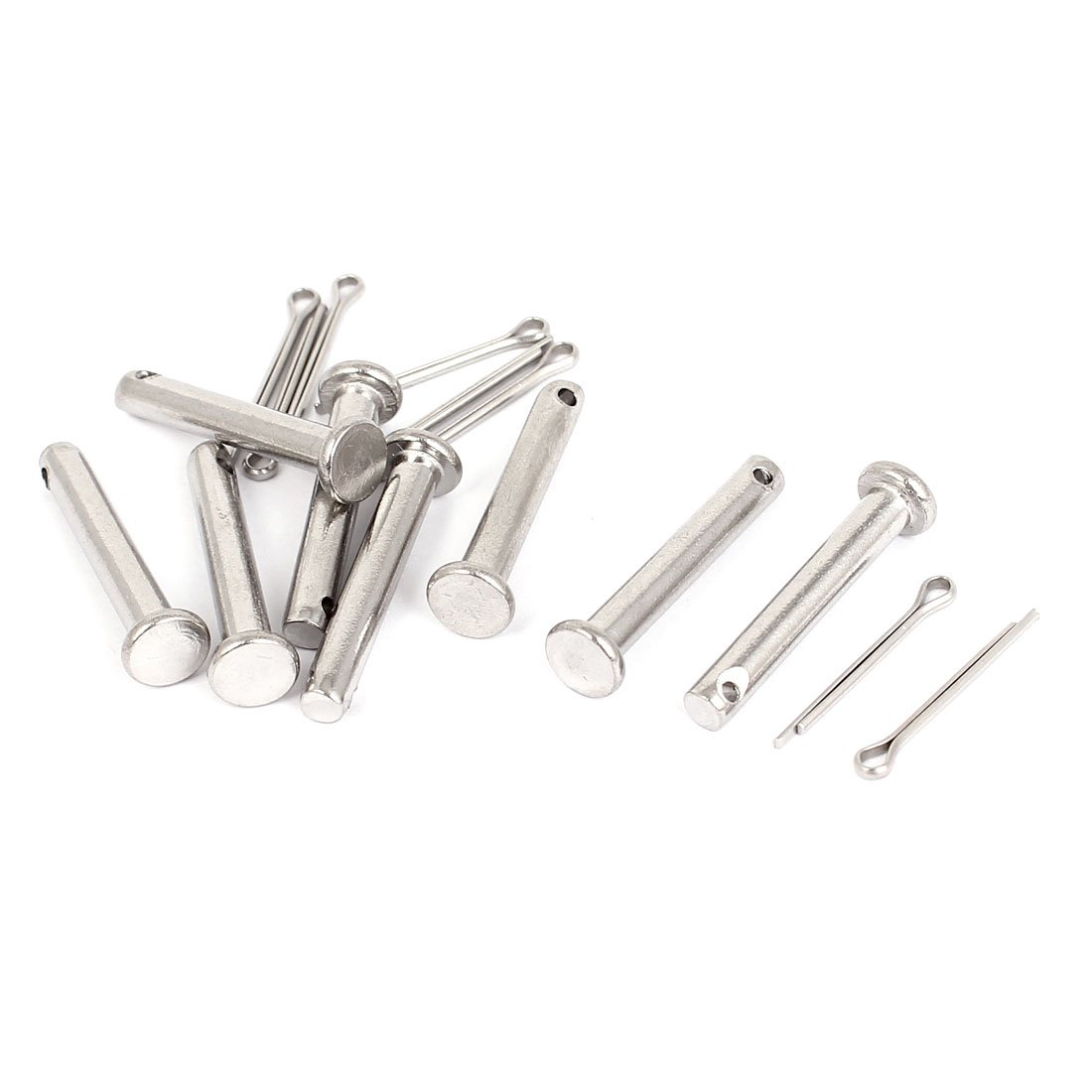 Sourcingmap 304 Stainless Steel Flat Head Round Clevis Pins Fastener M4x25mm 8sets