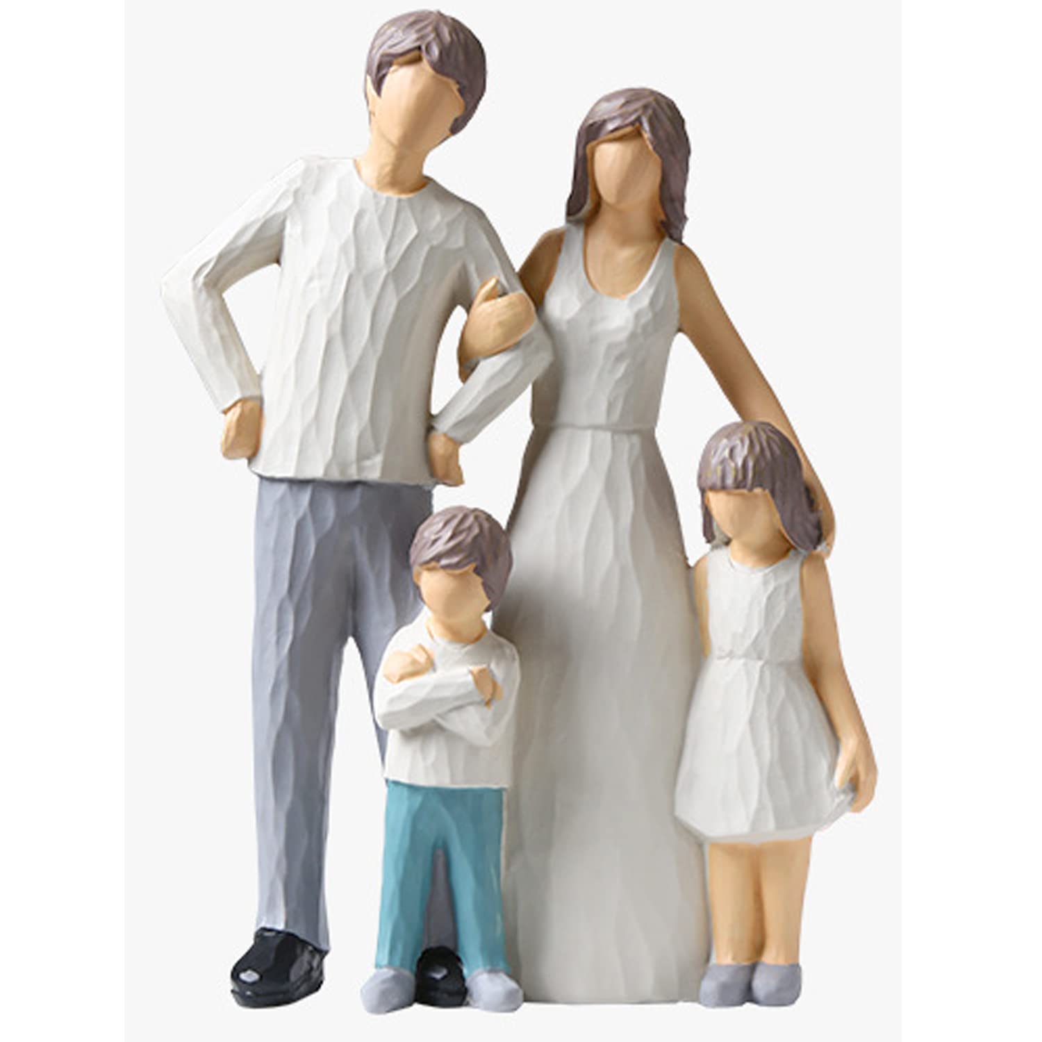 Family of 4 Decor Figurines - Resin Sculpture, Memorial Gift, Suitable for Home Decor