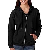 Gildan Women's Full-Zip Heavy Blend Hooded Pocket Sweatshirt, Black, Medium