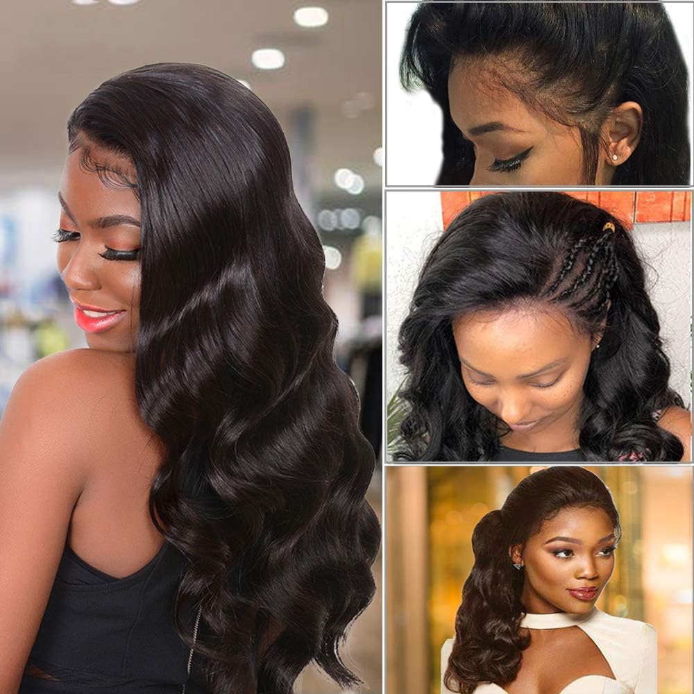 CZFY Lace Front Wigs Human Hair with Baby Hair Pre Plucked Bleached Knots 12 Inch Brazilian Virgin Body Wave 150% Density Human Hair Wigs for Black Women Natural Hair Wigs (12 inch)
