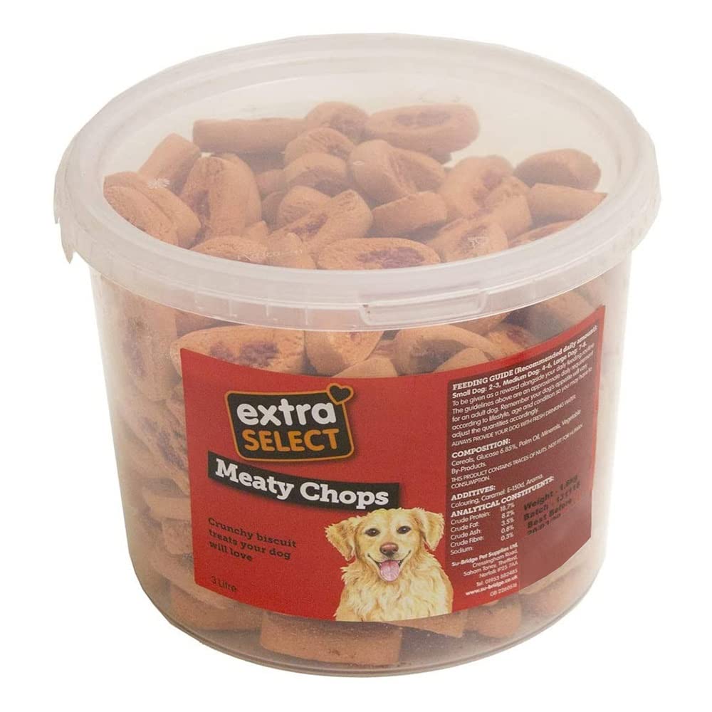 Extra Select Chop Shaped Dog Treat Biscuits in a 3ltr Bucket (approx 200 biscuits)