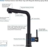 Tohlar Black Kitchen Tap Mixer with Pull Out Sprayer 360° Swivel Matte Black view 7