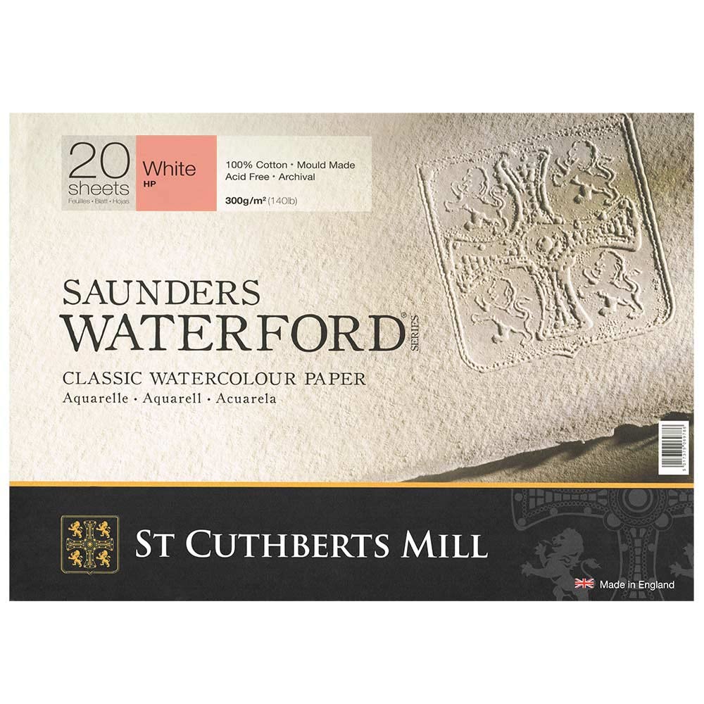 Saunders Waterford 10" x 7" Block Classic watercolour Paper 300gsm (140lb) Hot Press 20 sheets