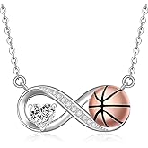 Fenthring Basketball Necklace for Women Sterling Silver Basketball Pendant Necklace Infinity Womens Mothers Day Christmas Gifts Jewelry