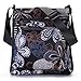 STUOYE Multi-Pocket Nylon Crossbody Purse Bag for Women Black Five Valve Flower