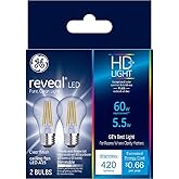 GE Reveal LED Light Bulbs, 60 Watt, A15 Ceiling Fan Bulbs, Medium Base (2 Pack)