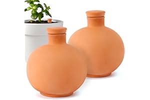 LOVELY RAN 2pcs 5in Ollas Clay Watering Pot with lid Terra Cotta Clay Irrigation Plant Watering Globes with Top Storage Pool Plant Corms for Irrigating Flower Pots for Plant Enthusiasts Plant Self-Watering