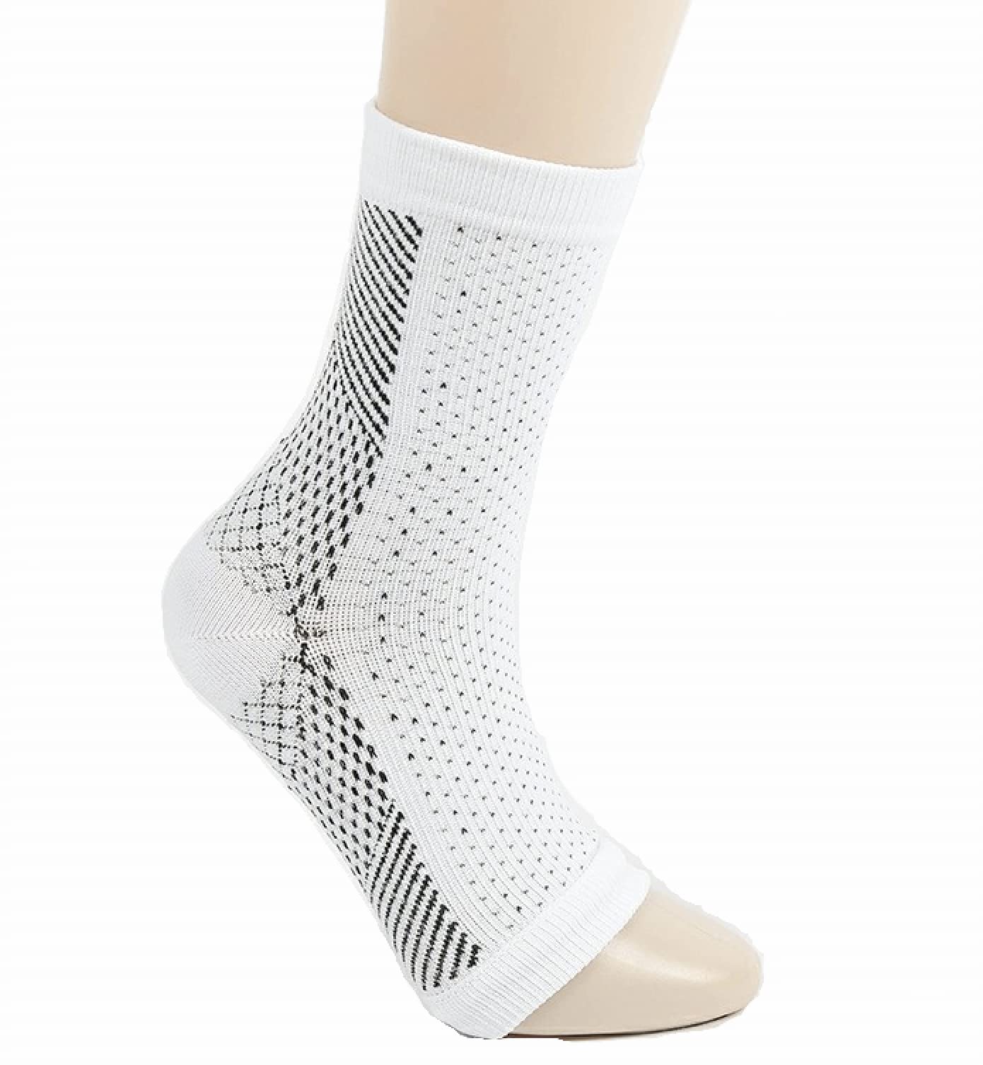 Lokri 2x Compression Sleeves Socks Plantar Fasciitis Foot Heel Ankle Arch Support (S-M, White)