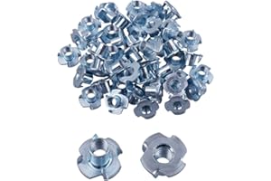 Eowpower 30 Pieces 4 Pronged Zinc Plated Tee T Nut, 3/8"-16 x 7/16 inch