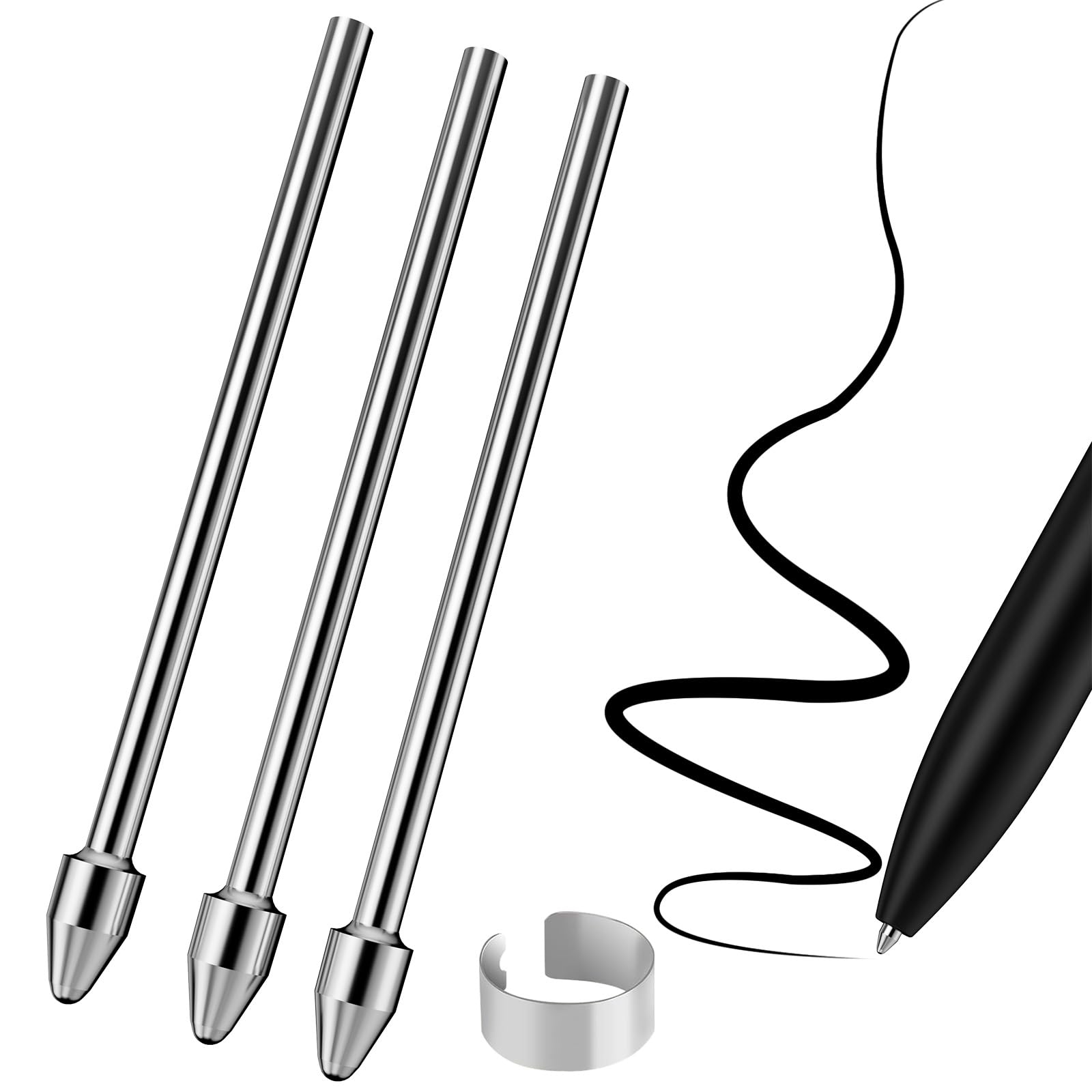 3 Pcs Titanium Alloy Replacement Pen Tips No Worn Out Fine Tips fit for Remarkable 2 Tablet Stylus Pen, Ballpoint Smooth Note Taking Fine Durable Backup Nibs with 4096 Pressure Sensitivity and Tilt