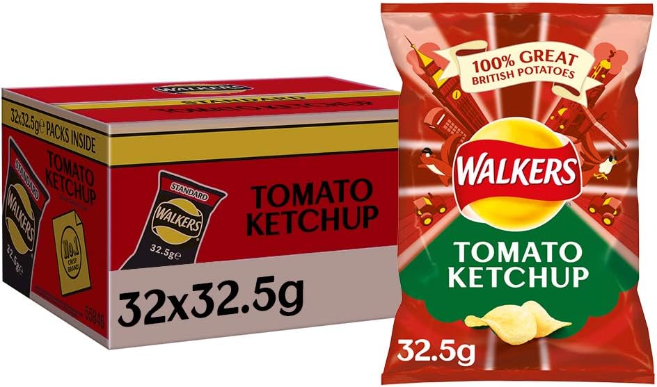 Walkers Tomato Ketchup Crisps Box, 32.5 g, Case of 32 Amazon.co.uk
