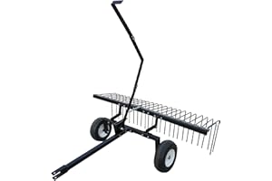 Yard Tuff Pine Straw Rake, Steel Lawn Sweeper with 24 Spring Tines, 60-Inch - Leaf Collector Attachment with Pin Hitch for ATV, UTV or Utility Tractor