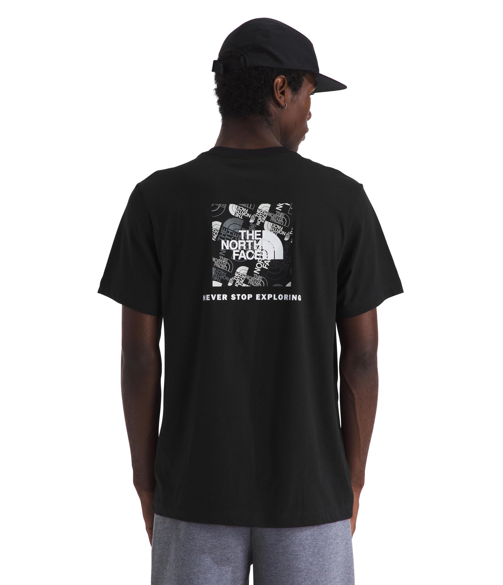 Photo 1 of THE NORTH FACE Men's Evolution Box Toss Fill Short Sleeve Tee | Branded T-Shirt with Set in Sleeves, TNF Black, Large