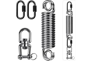 SELEWARE Heavy Bag Spring, Punching Bag Hanging Kit with Swivel & 2 Carabiners, 360 Rotational Hanging Accessory for Boxing B