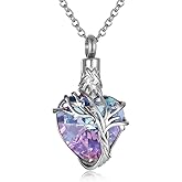 Crystal Heart Cremation Jewelry For Ashes Of Loved Ones Tree Of Life Urn Ashes Necklace For Women Stainless Steel Keepsake Memorial Pendant