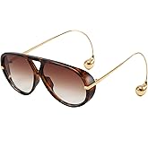 Breaksun Women's Oversized Aviator Sunglasses Retro Trendy Shield Sun Glasses Big Orange lens Vintage Shades