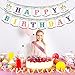 Unicorn Birthday Party Supplies Happy Birthday Banner Decoration Party, Celebration Themed Cute Fantasy Fairy for Baby's Birthday, Package Banner Includes 15 Pcs Card Pink Background, 2×Purple Ribbon.