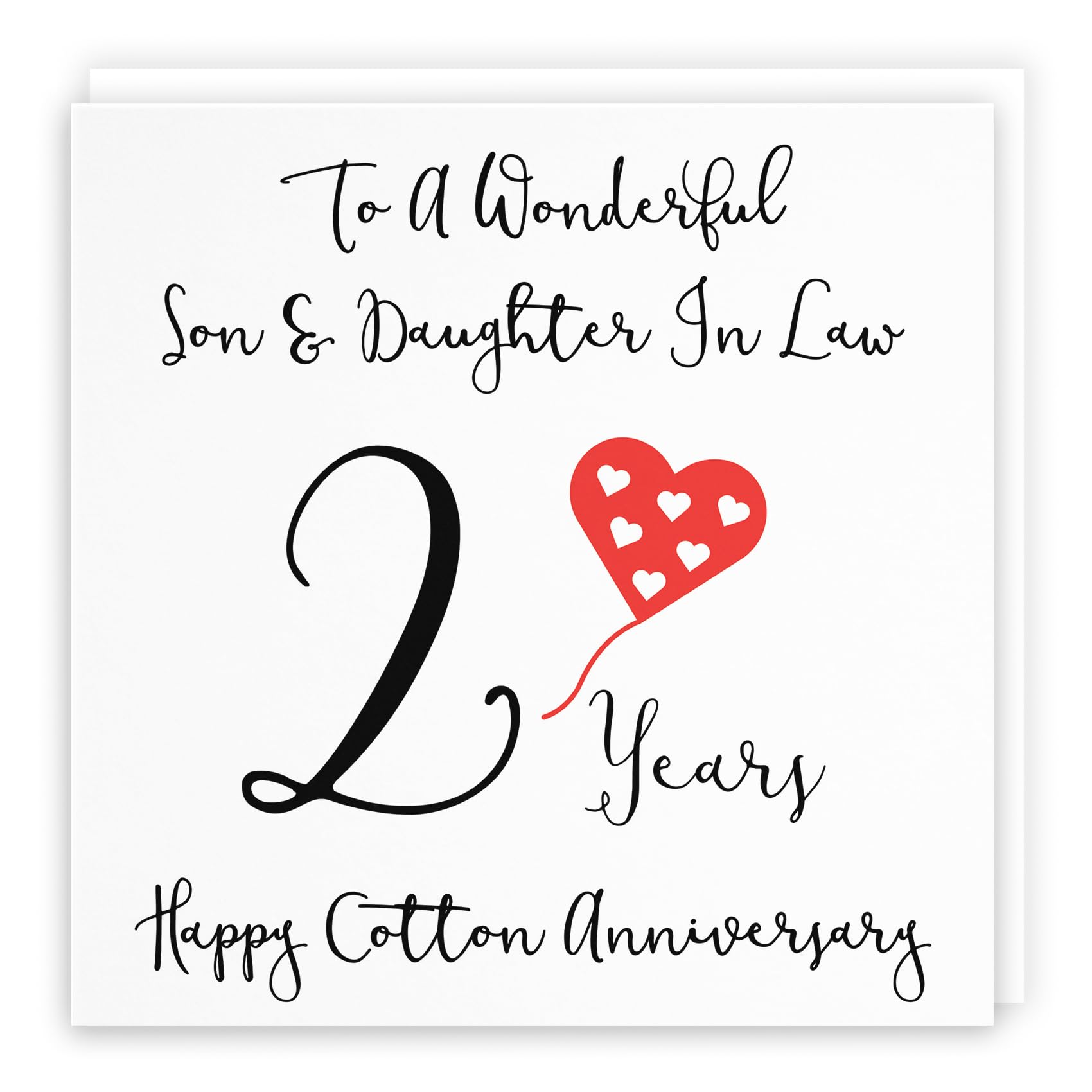 Hunts England - Son And Daughter In Law 2nd Anniversary Card - To A Wonderful Son & Daughter In Law - 2 Years - Happy Cotton Anniversary - Love Heart Collection — image 1