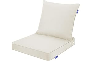 INFBLUE Deep Seat Cushions, Outdoor Cushions, Patio Furniture Cushions, Deep Seat & Back Cushion Patio Cushions for Backyard Couch Sofa Fade Resistant (22x24x4 in, Solid Beige)