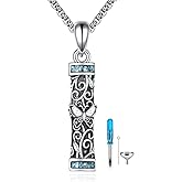 HKPATOP Urn Necklaces for Ashes Sterling Silver Cylinder Memorial Pendant for Loved Ones Keepsake Cremation Jewelry Gifts for Women Men