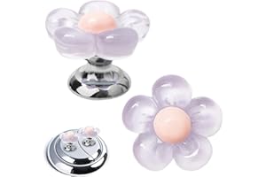 HASSLICKIT Toilet Button Pusher for Nail Protection, Toilet Seat Lifter Accessories, Cute Flower Toilet Tank Button for Long Nail Aid (2PCS Transparent Purple)